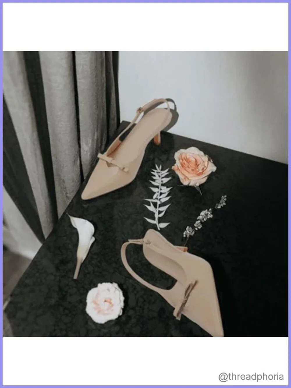 Kitten Heels Slingback Pointed Toe Bow Faux Leather Pumps Wedding